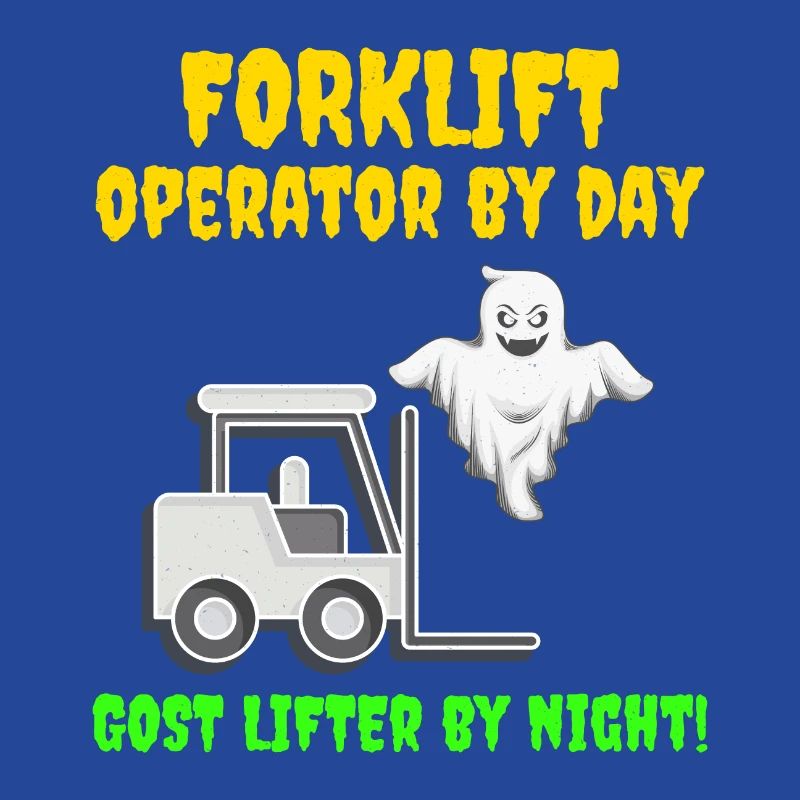 Halloween Ghost Forklift Operator Heavy Equipment
