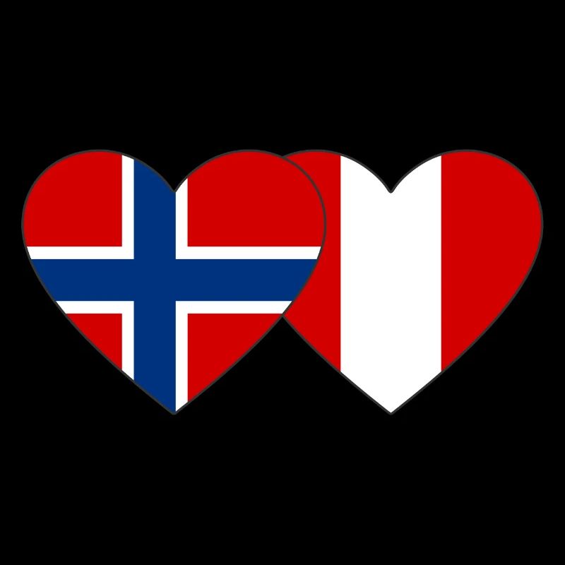Norway Peru Heart Flag
