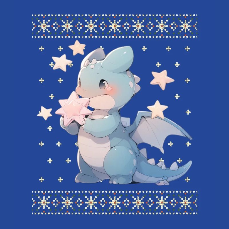 Dragon kawaii dans le style pull de Noël moche