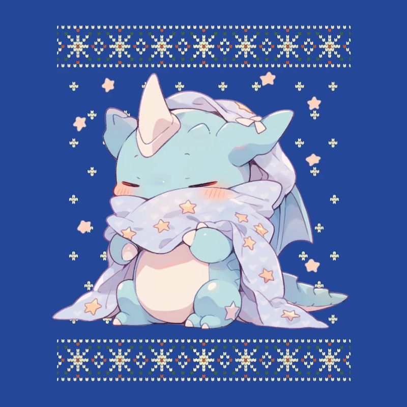 Dragon kawaii dans le style pull de Noël moche