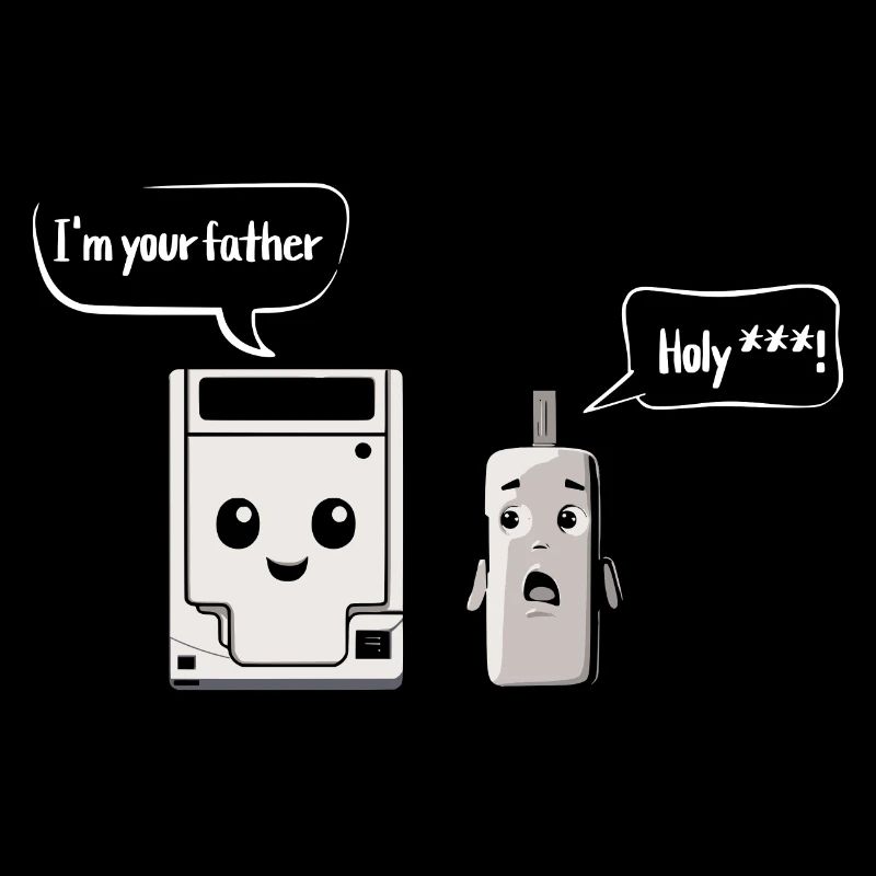 computer engineering floppy disc USB Father Son
