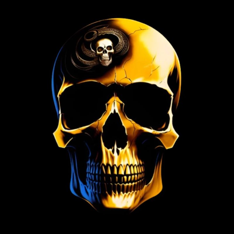 Golden Skull with Snake