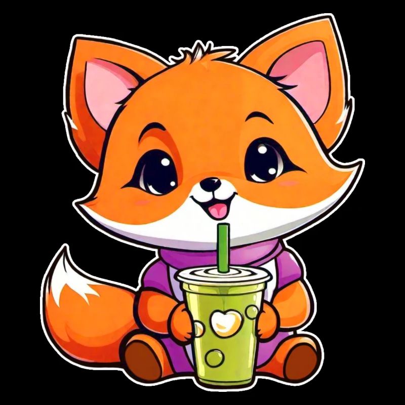 Niedlicher Fuchs mit Bubble Tea