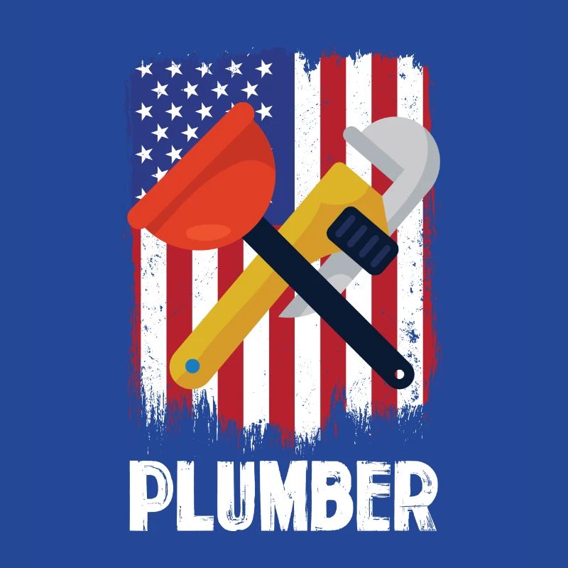 Outils de plombier devant le drapeau américain
