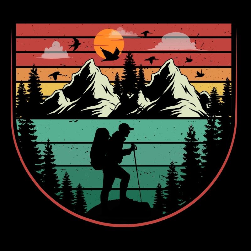 Hiking retro sunset hikers Wanderer