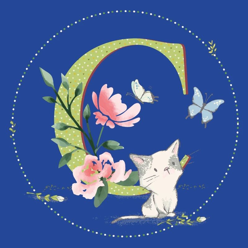 Lettre initiale C avec chat