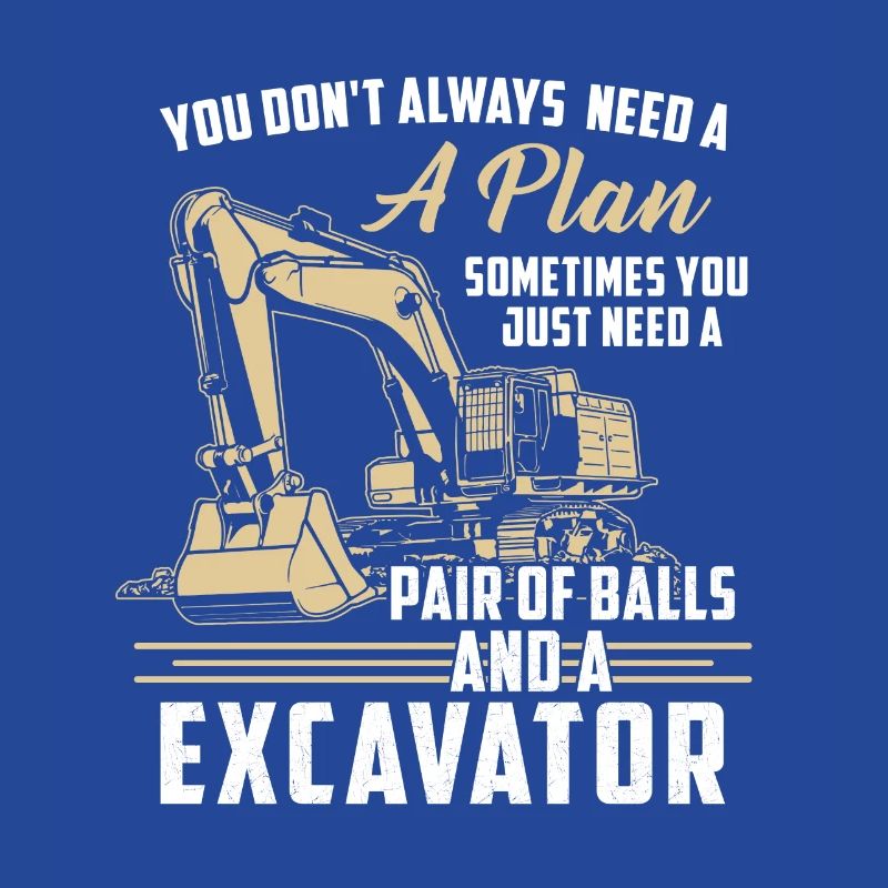 Construction worker · Construction site · Excavator · No plan