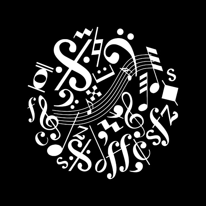 Circle pattern from music notes and music symbols