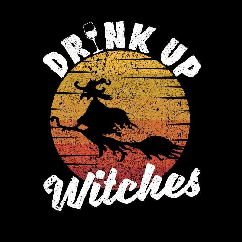 Funny Halloween witch who drinks wine drinker