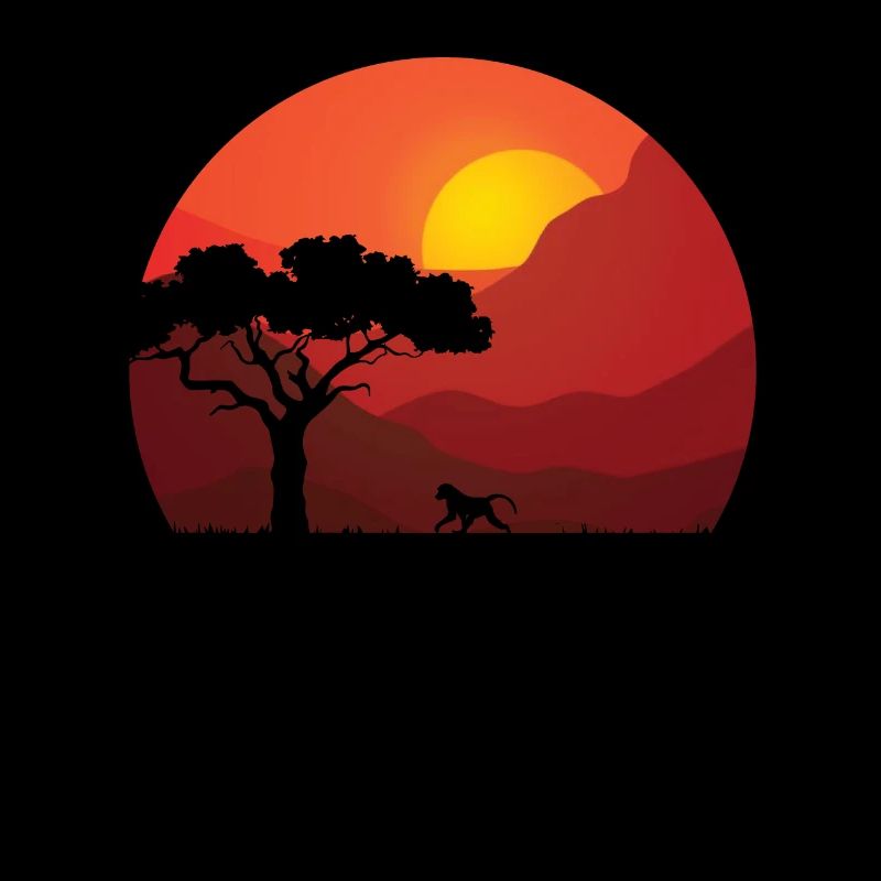Baboon at sunset