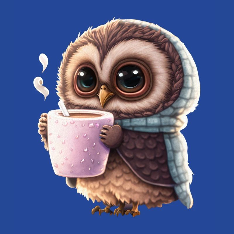 Süße Kaffee Eule, nachtaktive Eule, die Kaffee lie