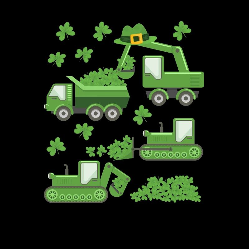 La Saint-Patrick de la Saint-Patrick grue camion excavatrice construction trèfle