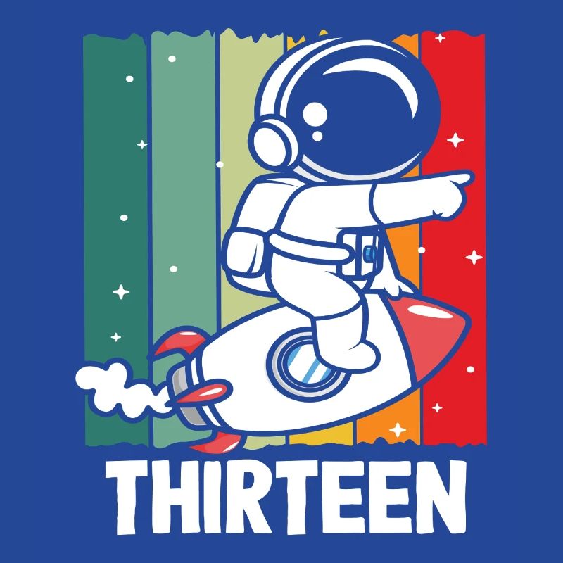 Astronaut Rocket Thirteen Retro Design