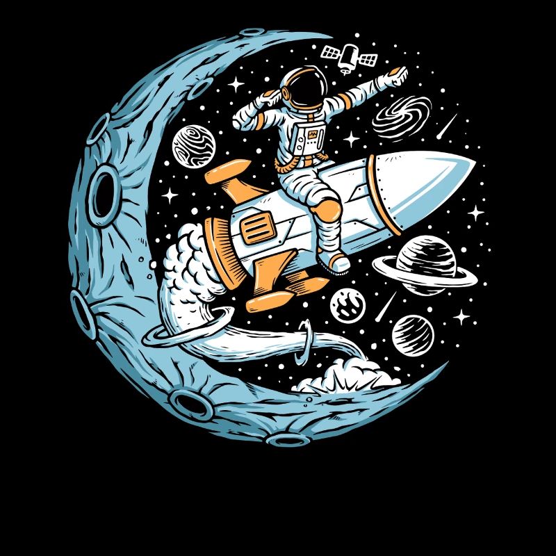 Astronaut Riding a Rocket in Space
