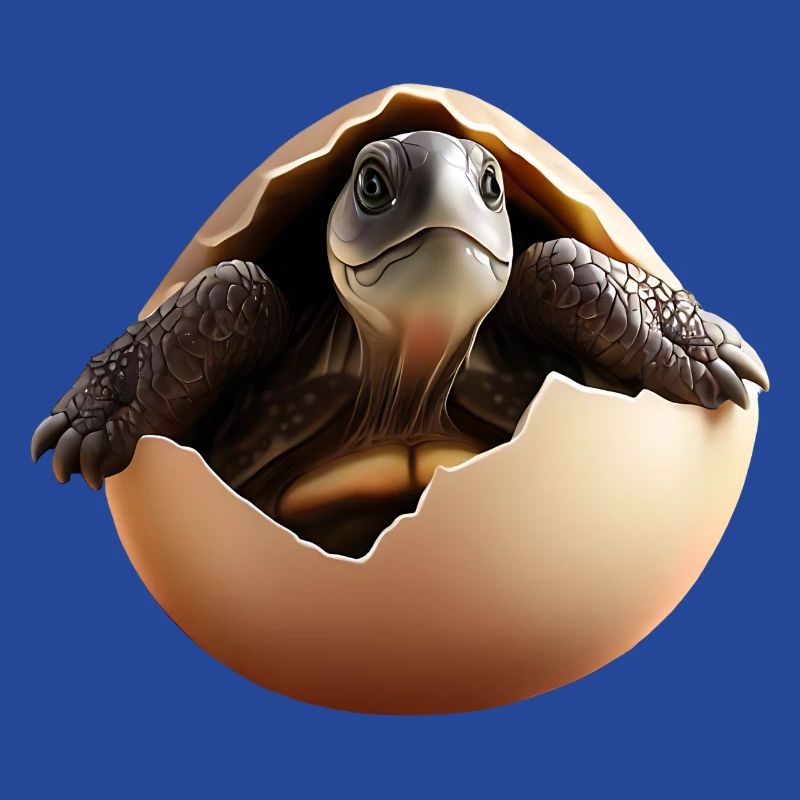 Turtle hatches from the egg