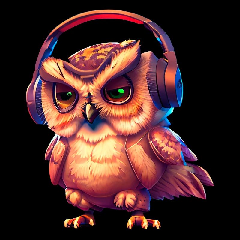 Eule mit Kopfhörer