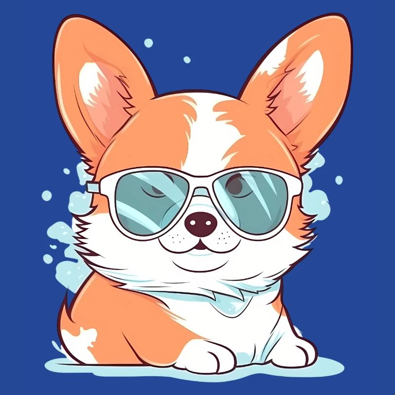 Corgi mit Sonnenbrille