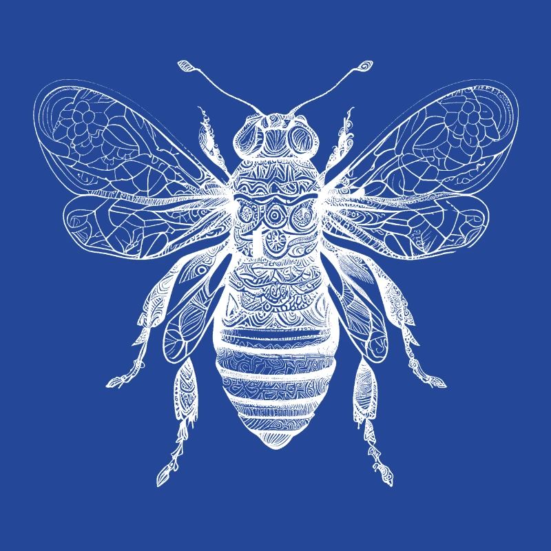 Beautiful bee artwork with Aztec patterns