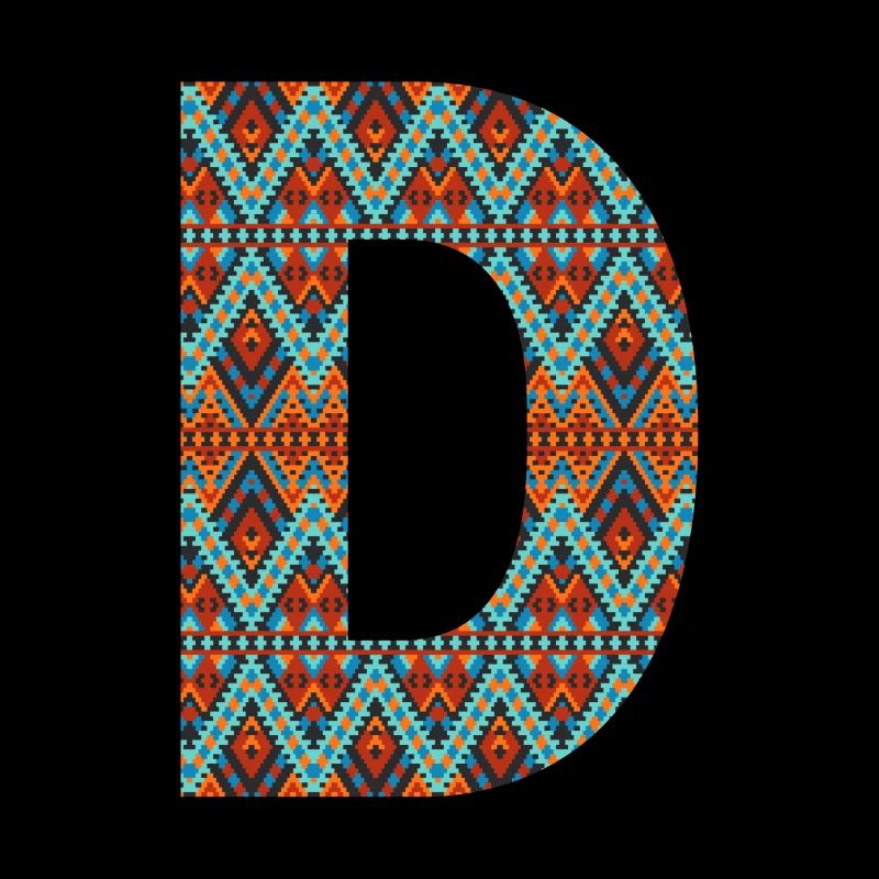 Buchstabe D- Boho-Design, Buntes Monogramm