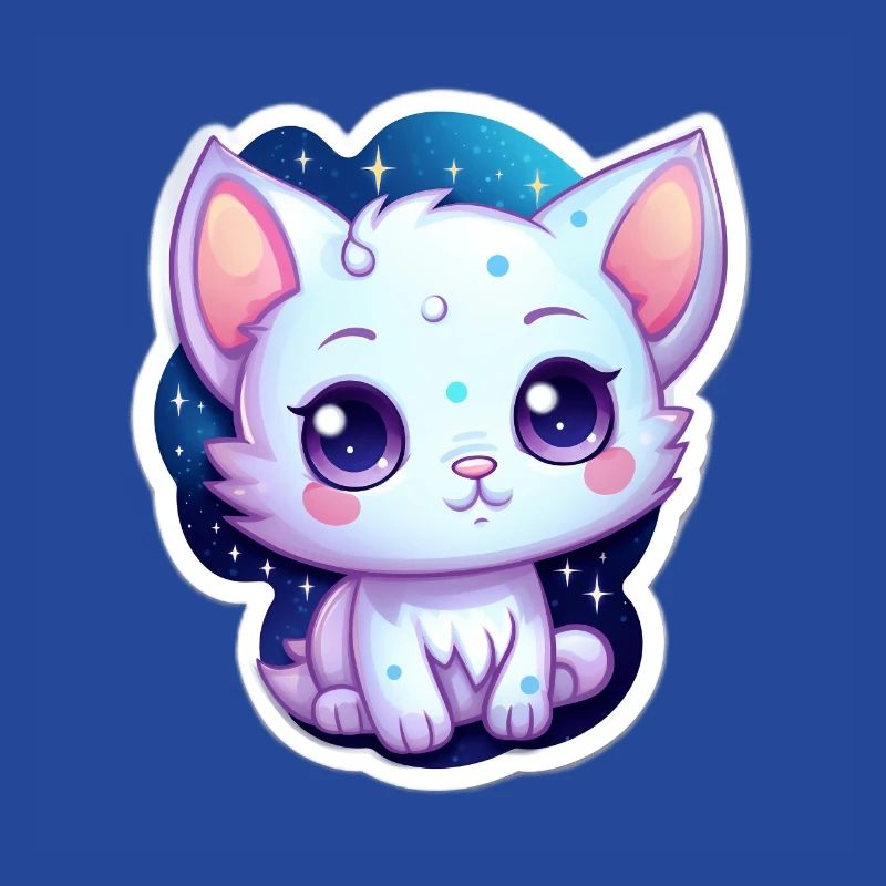 Mignon chat de dessin animé flottant dans l’espace