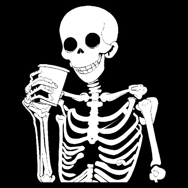 Sarcastic Funny Skeleton Drinking Espresso Coffee