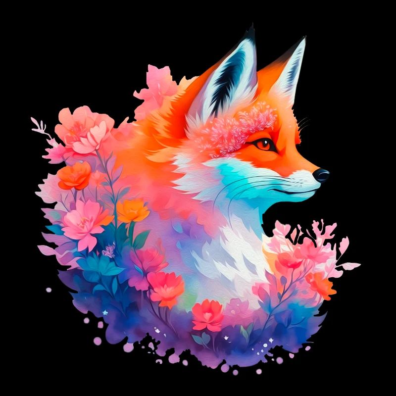 Red Fox Flowers Fox Head