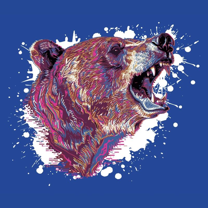 Neon Splash Bear Head