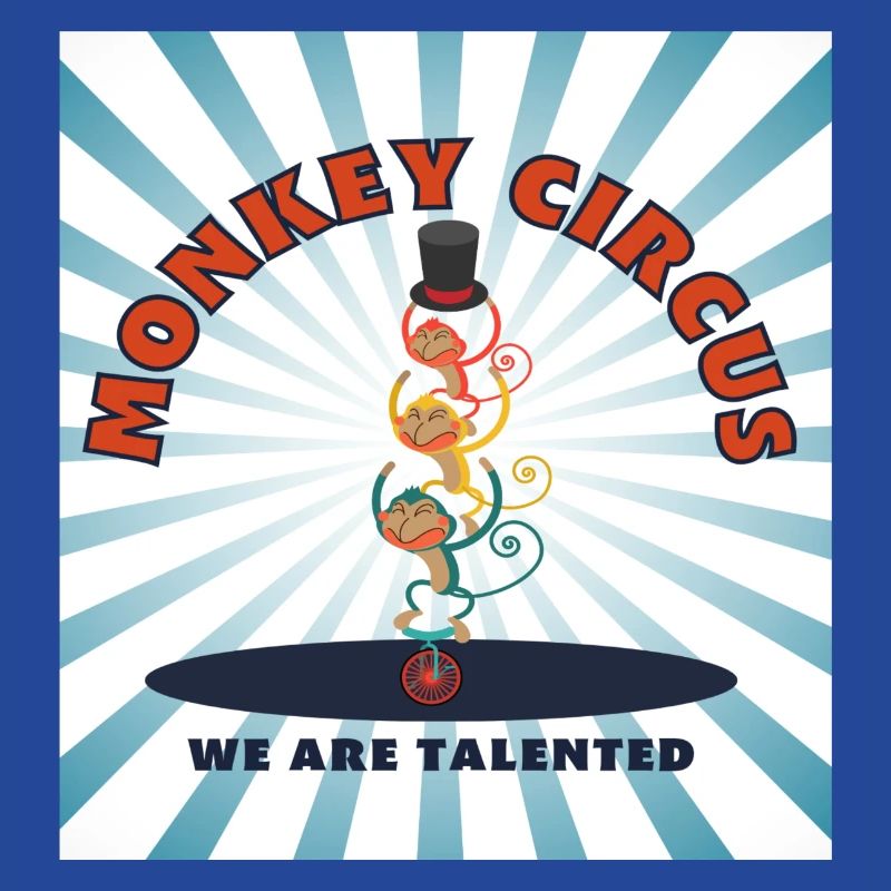 Monkey Circus - bleu blanc