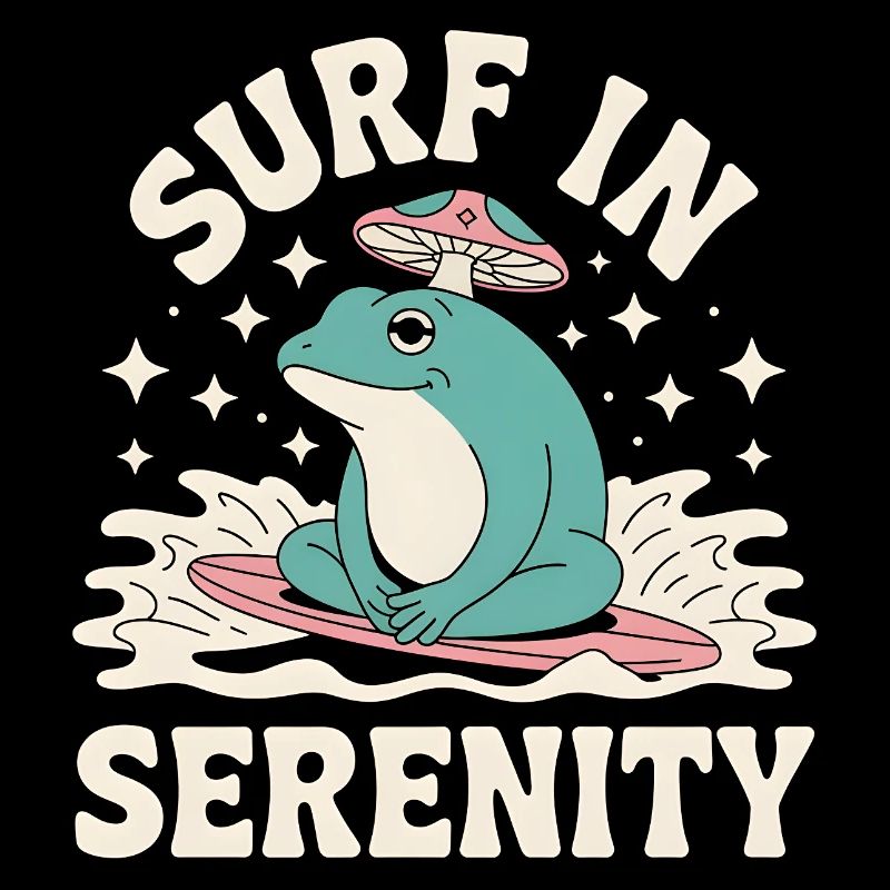 Surfen in Serenity - Süßer Frosch Aufkleber