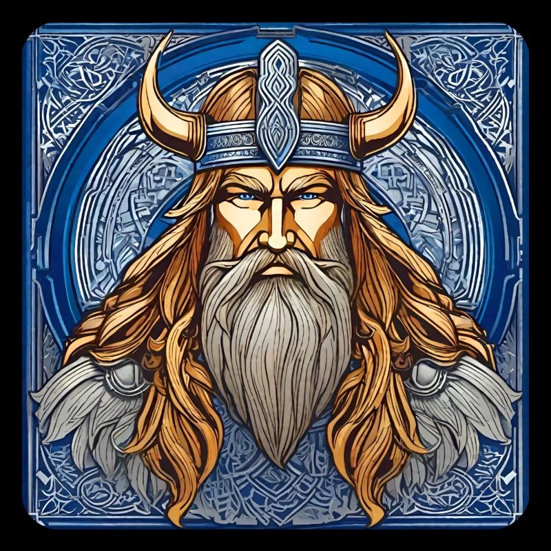 Stolzer Wikinger mit Hörner Helm