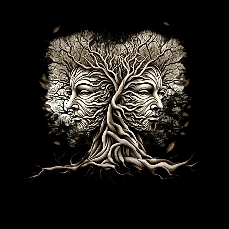 Tree Faces With Leaves Blowing Cool Nature Lover