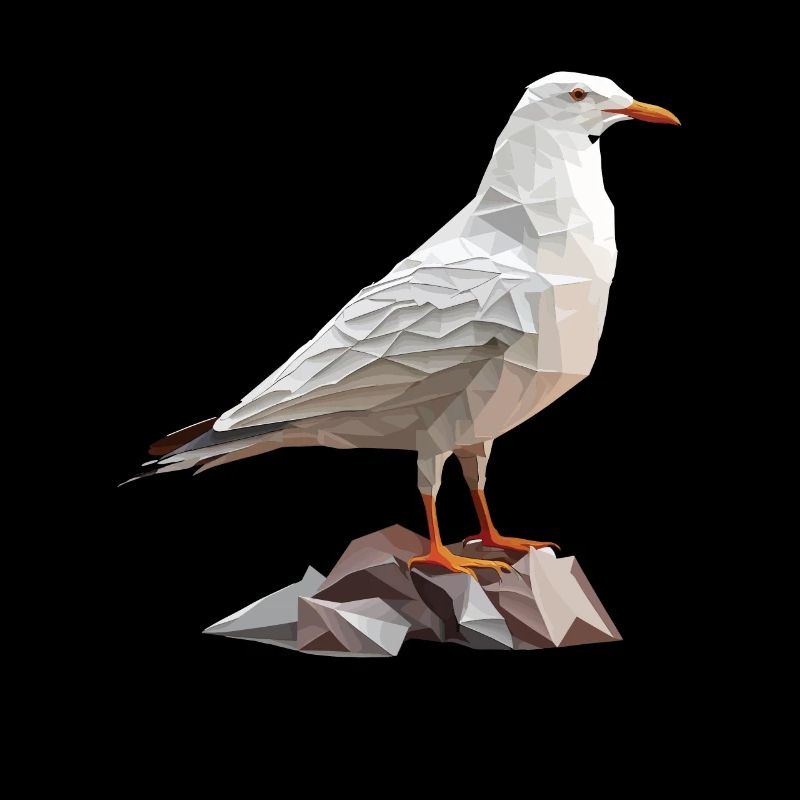 Mouette polygonale sur rochers