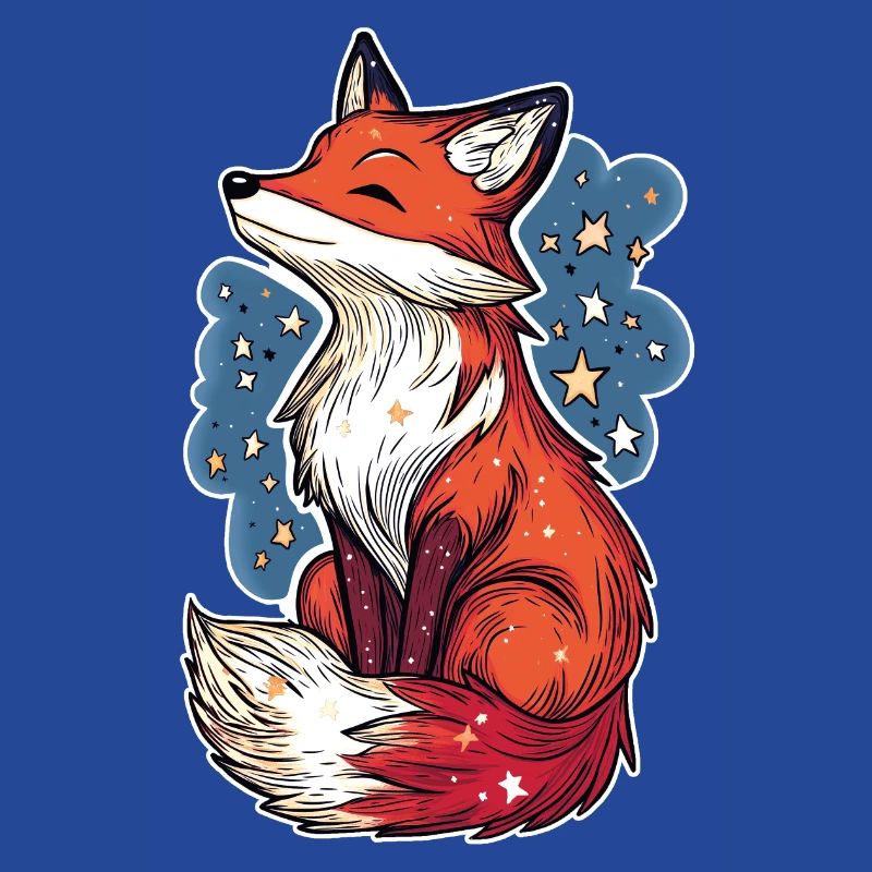 Fox and starry sky