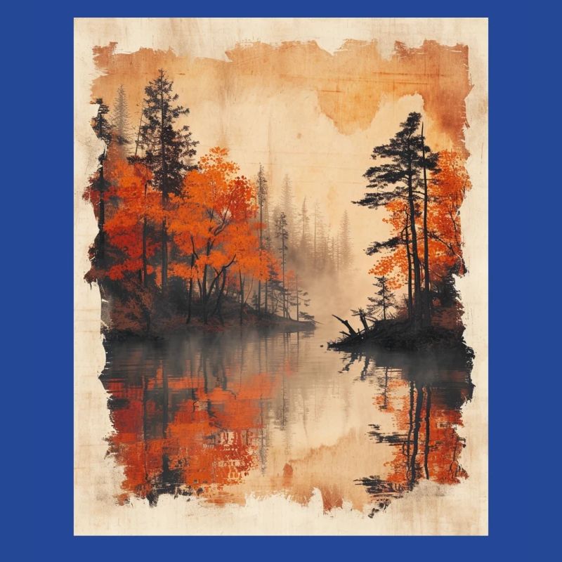 Classic Scenery Papyrus Scroll Onsen Japanese