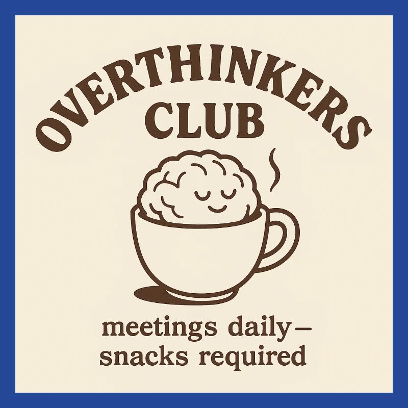 Funny Overthinkers Coffee Brain – Retro Line Art
