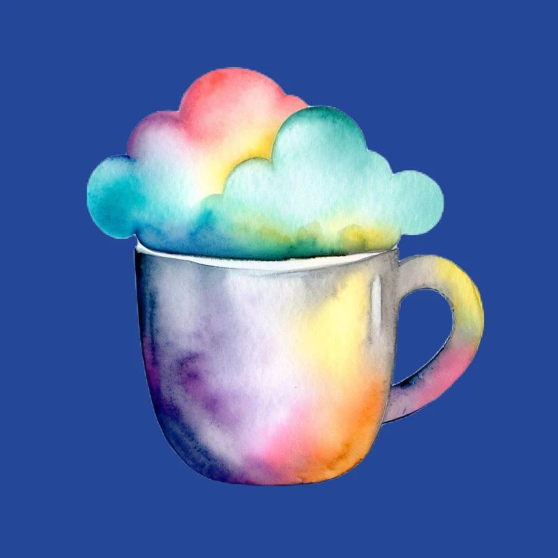 Rainbow coffee with a cloud