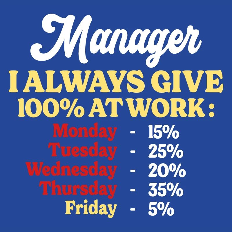 100% At Work Funny Manager Quote