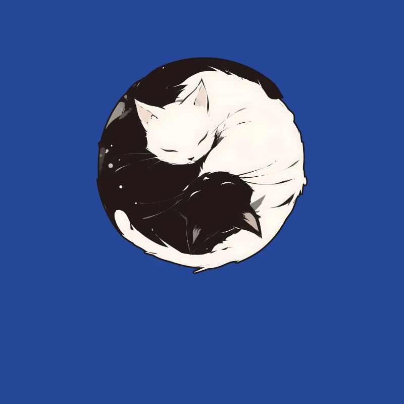 Yin et Yang bouddhisme graphique chats chat support