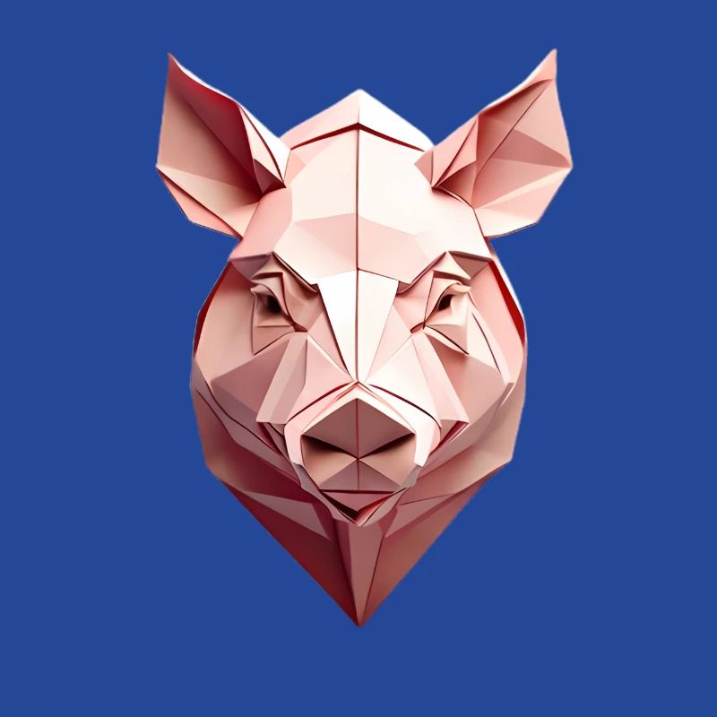 Low Poly Tête de Cochon Rose