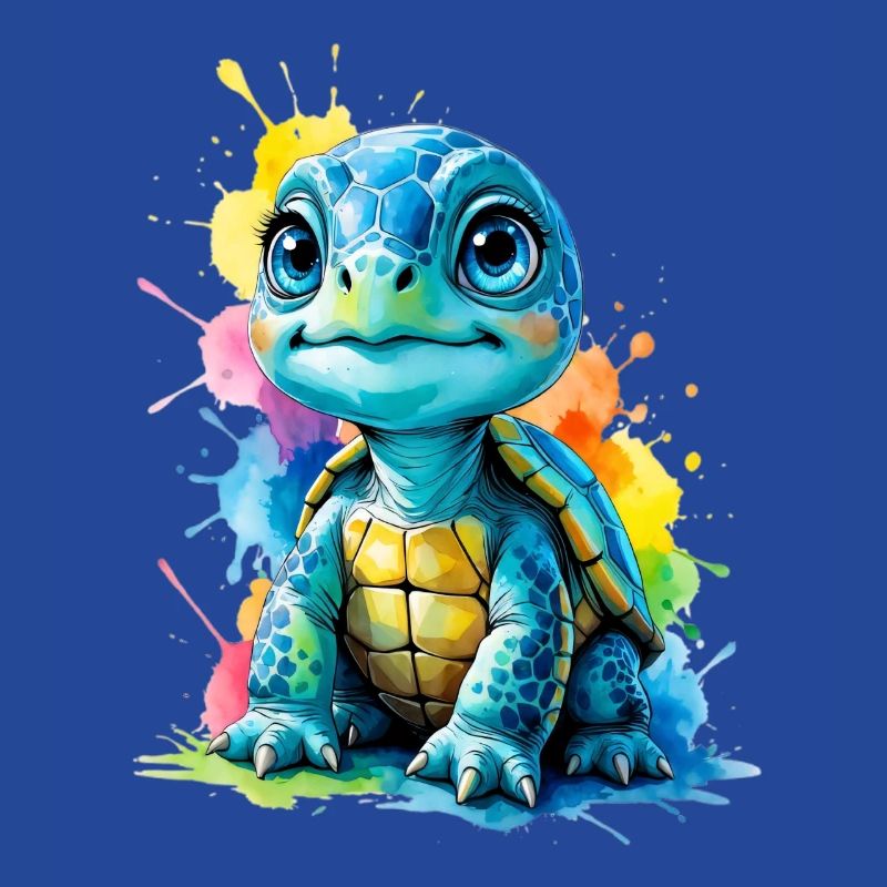 Bunte Schildkröte mit Farbspritzern