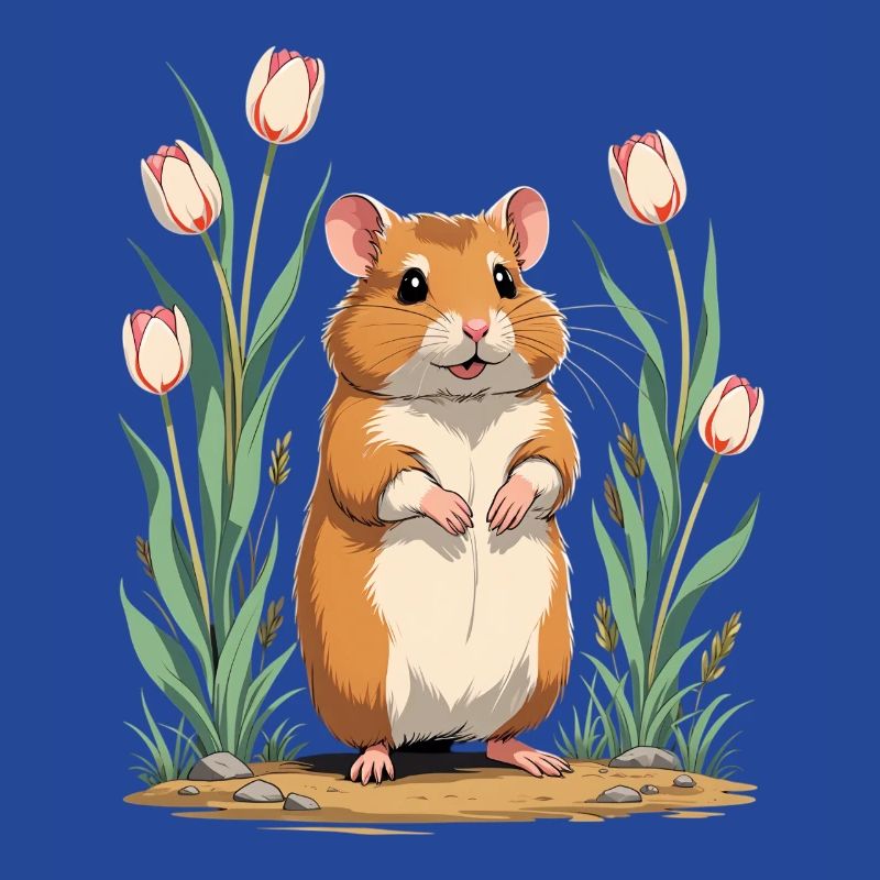 Tulip hamster in spring