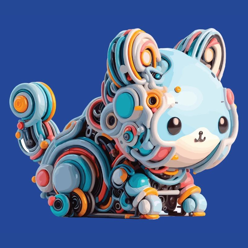 Chat Robot Abstrait Coloré