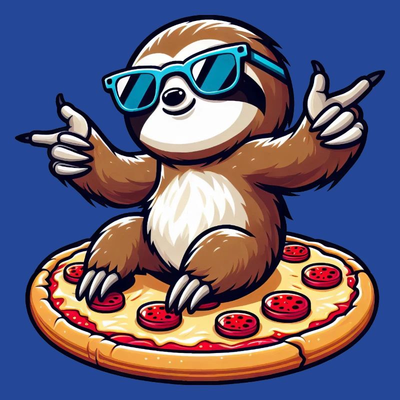 Cool sloth dancing with pizza for pizza lovers