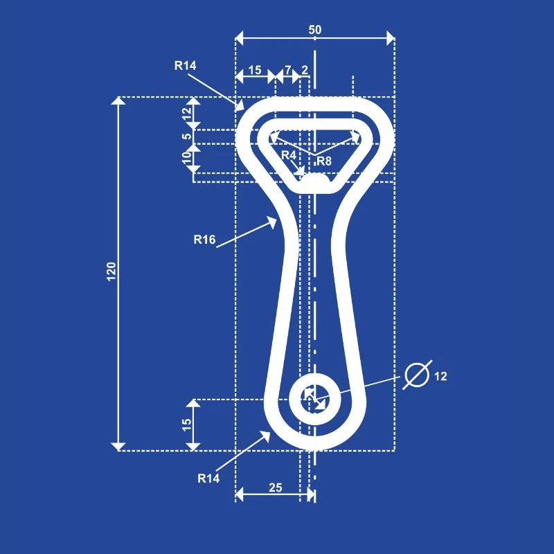 Technical drawing bottle opener