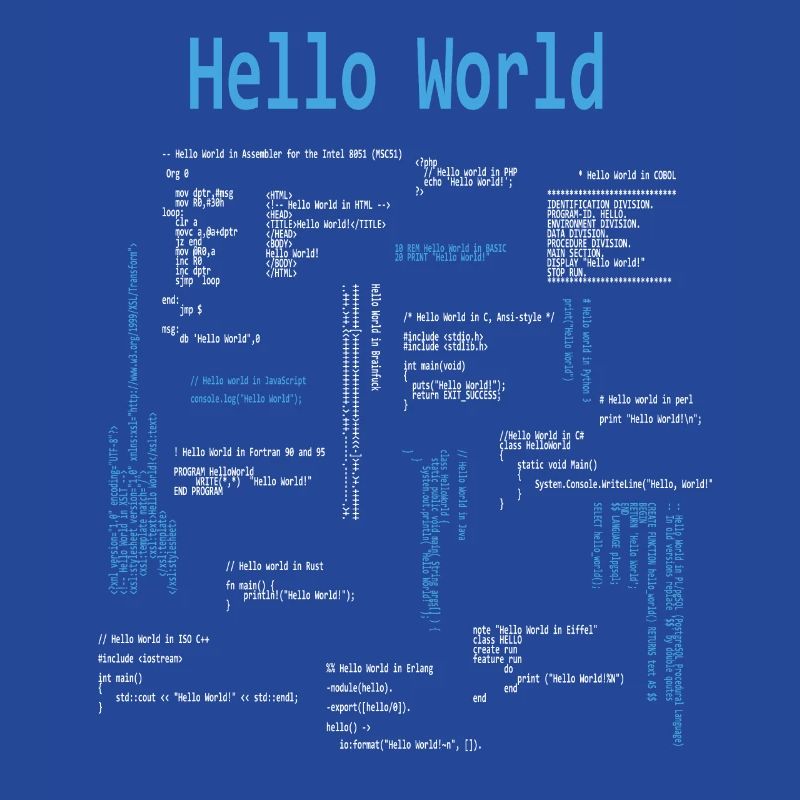 Hello World Programming Languages Programmer Nerd
