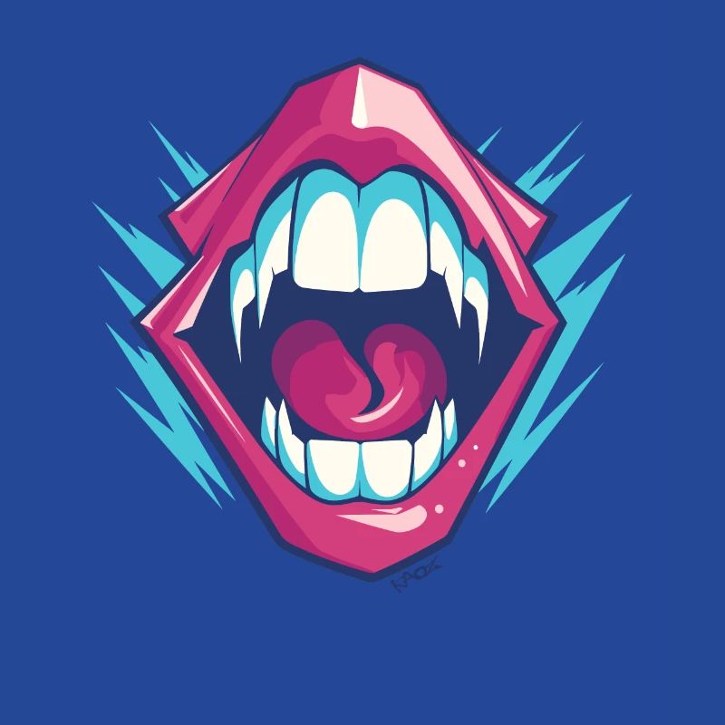 Vampire dentition with sharp teeth