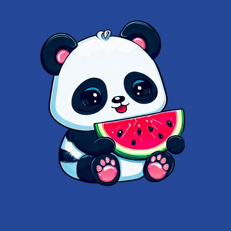 Un panda mignon mange de la pastèque