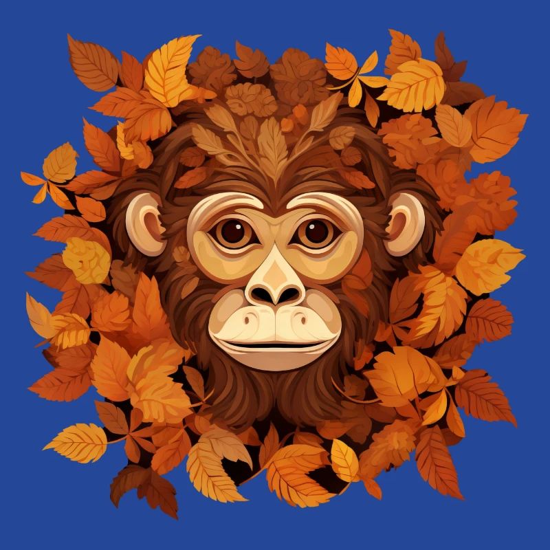 Herbstlicher Affe oder Schimpanse aus Blättern