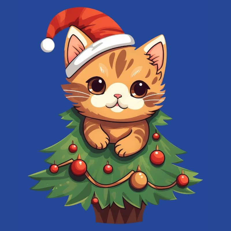 Chat de Noël - Chat mignon dans le sapin de Noël