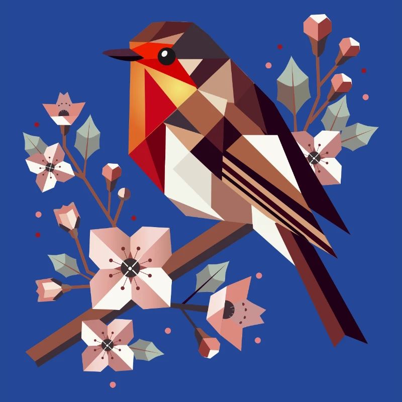 charming robin surrounded by cherry blossoms